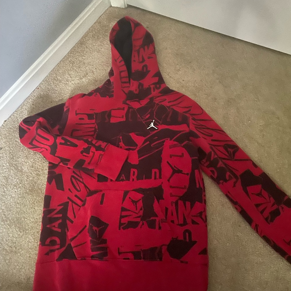 Jordan red and black kids hoodie/pullover
